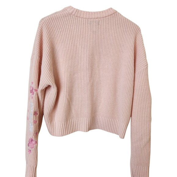 Sweet Society Pink Sakura Oversized Cropped Cardigan Sweater Soft Cute Cozy XL - Picture 3 of 12